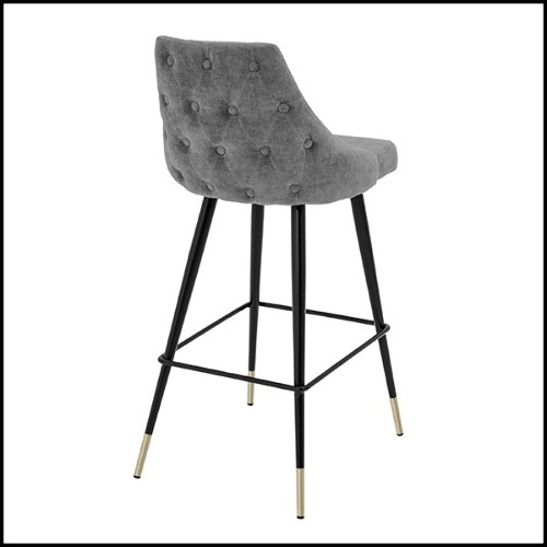 Bar stool in wood with legs in brass in black finish 24-Cedro Grey L