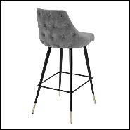 Bar stool in wood with legs in brass in black finish 24-Cedro Grey L