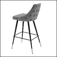 Bar stool in wood with legs in brass in black finish 24-Cedro Grey L