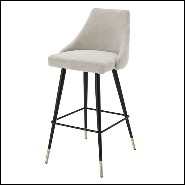 Bar stool in wood with legs in brass in black finish 24-Cedro Sand L
