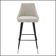 Bar stool in wood with legs in brass in black finish 24-Cedro Sand L