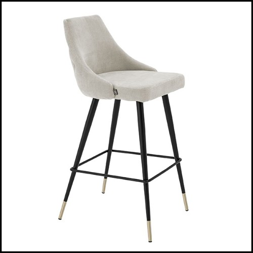 Bar stool in wood with legs in brass in black finish 24-Cedro Sand L