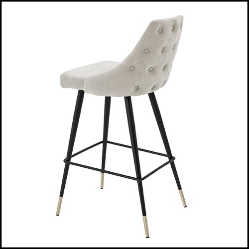 Bar stool in wood with legs in brass in black finish 24-Cedro Sand L