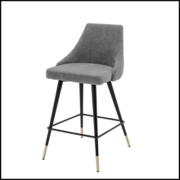 Bar stool in wood with legs in brass in black finish 24-Cedro Grey M