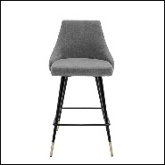 Bar stool in wood with legs in brass in black finish 24-Cedro Grey M