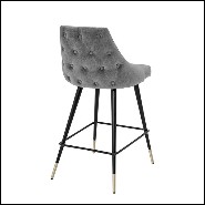Bar stool in wood with legs in brass in black finish 24-Cedro Grey M