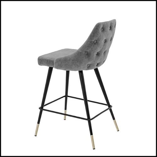 Tabouret de bar en bois avec pieds en laiton finition black 24-Cedro Grey M