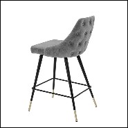 Bar stool in wood with legs in brass in black finish 24-Cedro Grey M