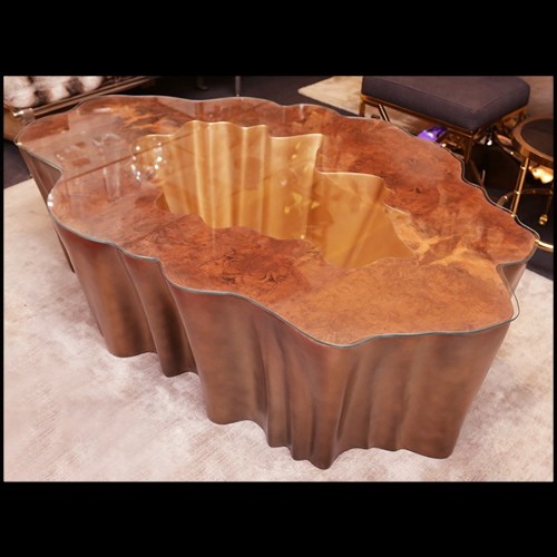 Table basse avec base en fibre de verre finition gold 114-Cesar Gold
