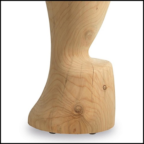 Stool in natural solid cedar wood 154-Cut Cedar