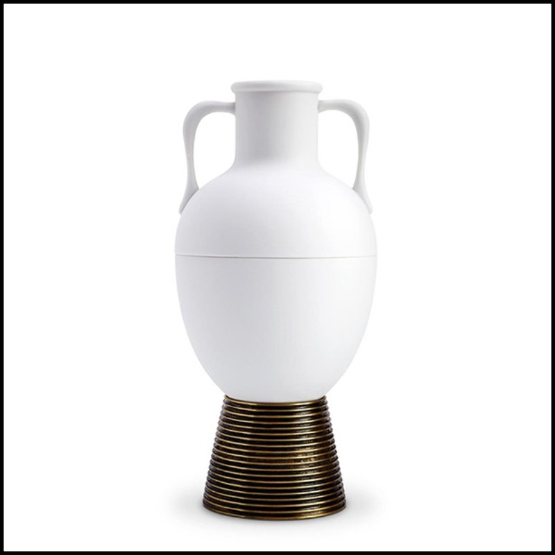 Vase en porcelaine blanche et base en laiton massif 178-Incense