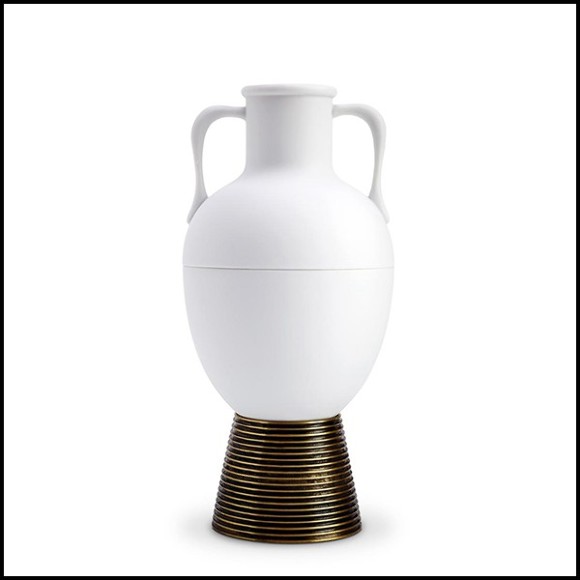 Vase in white porcelain and solid brass base 178-Incense