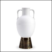 Vase in white porcelain and solid brass base 178-Incense