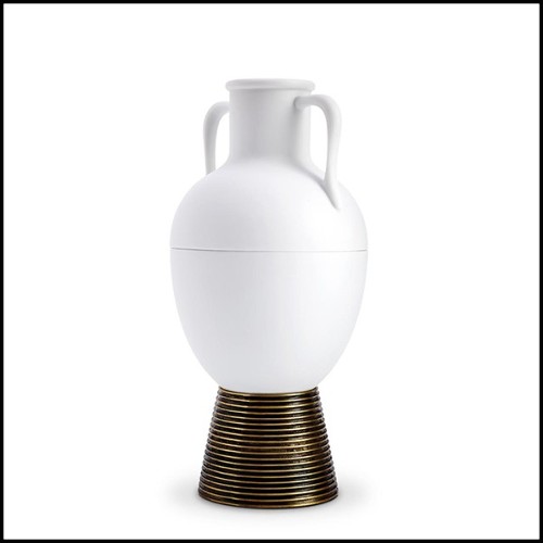 Vase in white porcelain and solid brass base 178-Incense