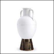 Vase in white porcelain and solid brass base 178-Incense