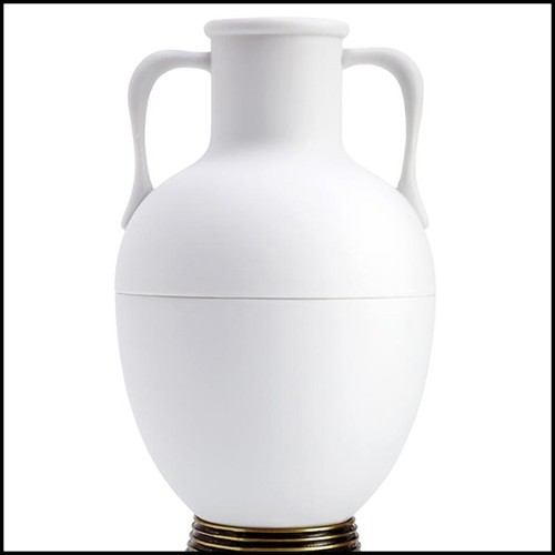 Vase en porcelaine blanche et base en laiton massif 178-Incense