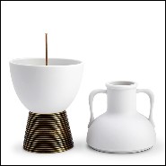 Vase in white porcelain and solid brass base 178-Incense