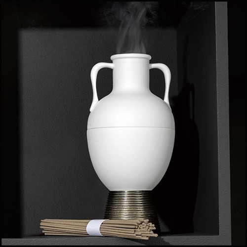 Vase in white porcelain and solid brass base 178-Incense