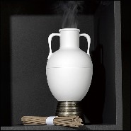 Vase in white porcelain and solid brass base 178-Incense