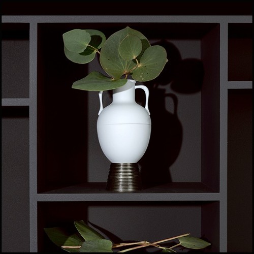 Vase en porcelaine blanche et base en laiton massif 178-Incense