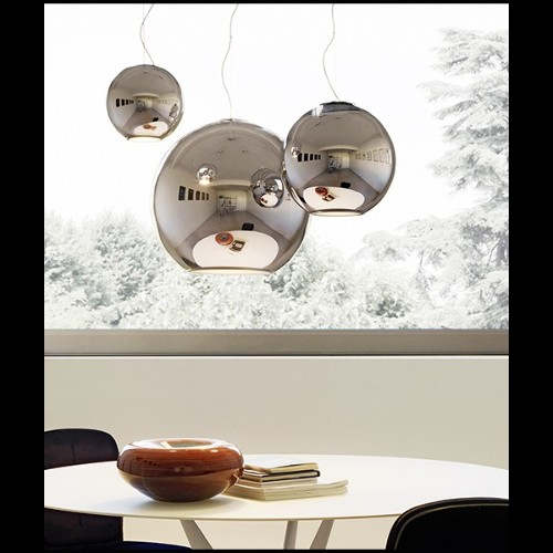 Suspension avec globe en verre finition chrome 40-Light Globe
