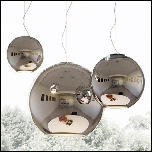 Suspension with globe in glass in chrome finish 40-Light Globe