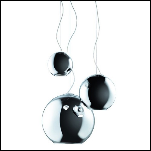 Suspension avec globe en verre finition chrome 40-Light Globe