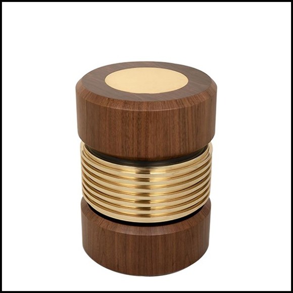 Side Table with varnished walnut veneered and solid brass 157-Mastermind