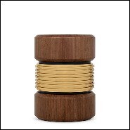 Side Table with varnished walnut veneered and solid brass 157-Mastermind