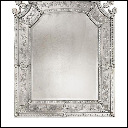 Miroir en bois massif et verre miroir antique biseauté 182-Mezzo