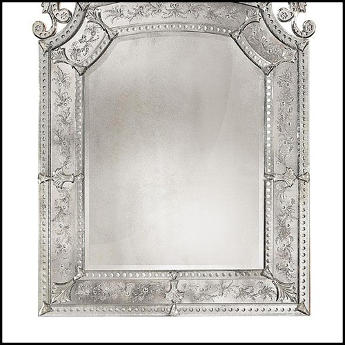 Miroir en bois massif et verre miroir antique biseauté 182-Mezzo