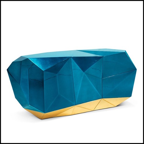 Buffet en bleu saphir translucide avec finition vernis brillant 145-Saphir