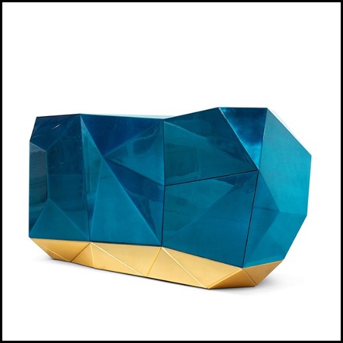 Buffet en bleu saphir translucide avec finition vernis brillant 145-Saphir