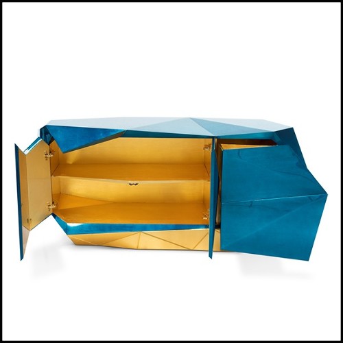 Buffet en bleu saphir translucide avec finition vernis brillant 145-Saphir