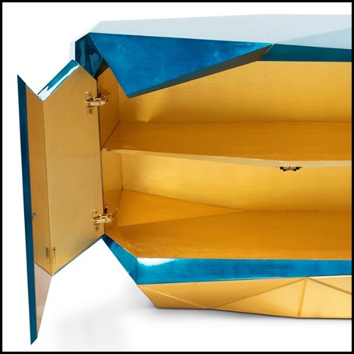 Buffet en bleu saphir translucide avec finition vernis brillant 145-Saphir