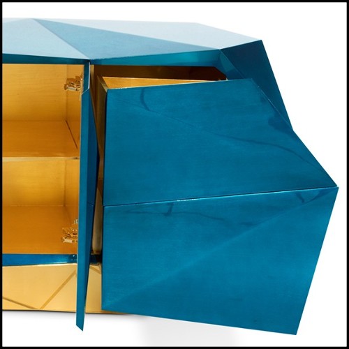 Buffet en bleu saphir translucide avec finition vernis brillant 145-Saphir