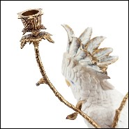 Candleholder in porcelain and details in solid bronze 162-White Parrot