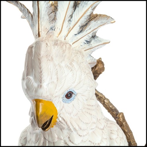Candleholder in porcelain and details in solid bronze 162-White Parrot
