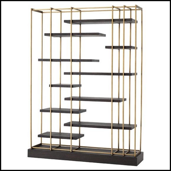 Bookshelves in stainless steel in brushed brass finish 24-Ward Brass