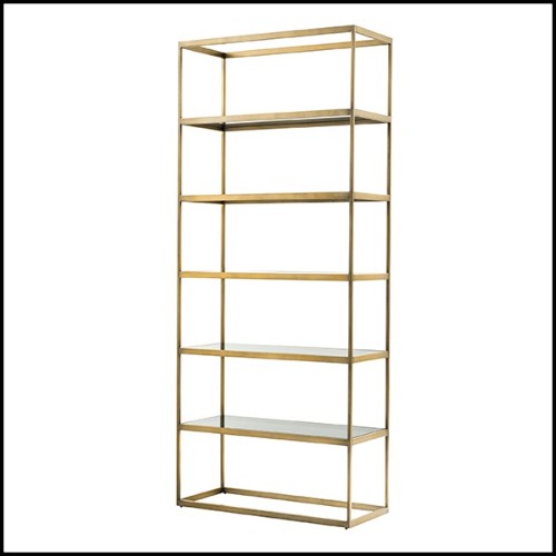 Bookshelves in stainless steel in brushed brass finish 24-Omega