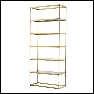 Bookshelves in stainless steel in brushed brass finish 24-Omega