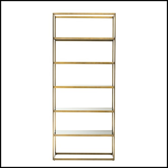 Bookshelves in stainless steel in brushed brass finish 24-Omega