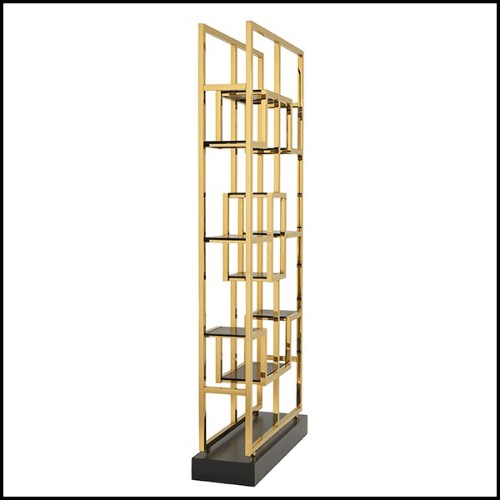 Bookshelves in stainless steel in gold finish 24-Lagonda Gold