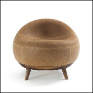 Armchair in solid walnut wood in canyon finish 154-Bahamas Leather