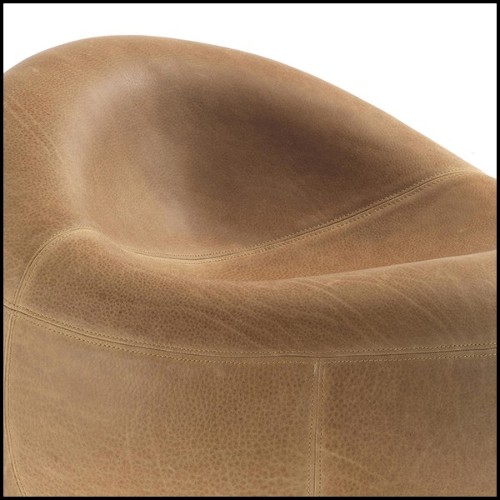 Armchair in solid walnut wood in canyon finish 154-Bahamas Leather