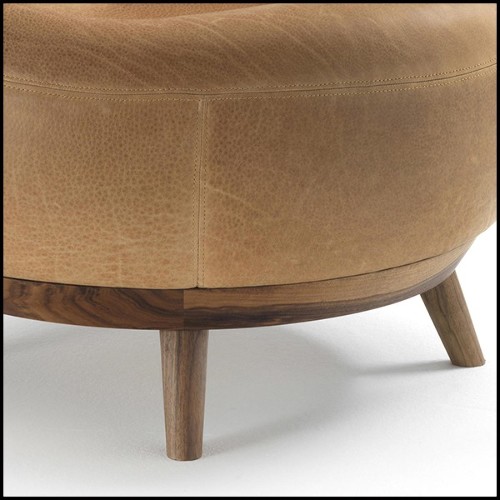 Armchair in solid walnut wood in canyon finish 154-Bahamas Leather