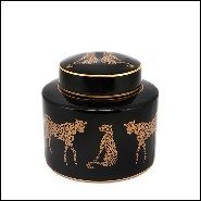 Box in ceramic in black finish 162-Leopard