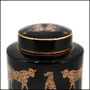 Box in ceramic in black finish 162-Leopard