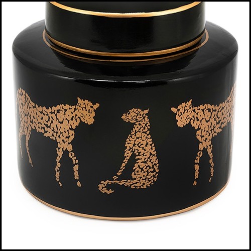 Box in ceramic in black finish 162-Leopard