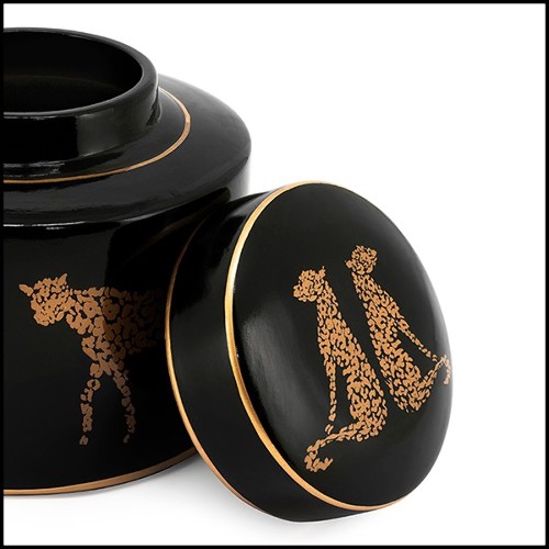 Box in ceramic in black finish 162-Leopard